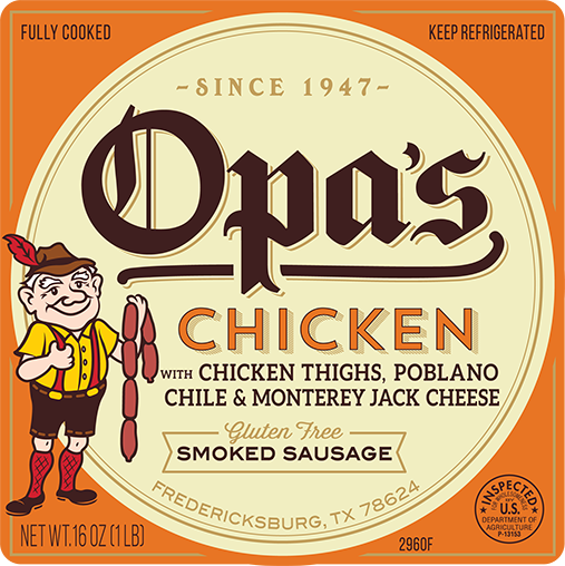 Opa's Chicken Sausage with Poblano Chile and Monterey Jack Cheese - Opa's Smoked Meats