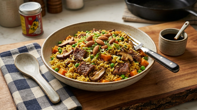 Opa’s Cured Beef Jerky Curried Rice