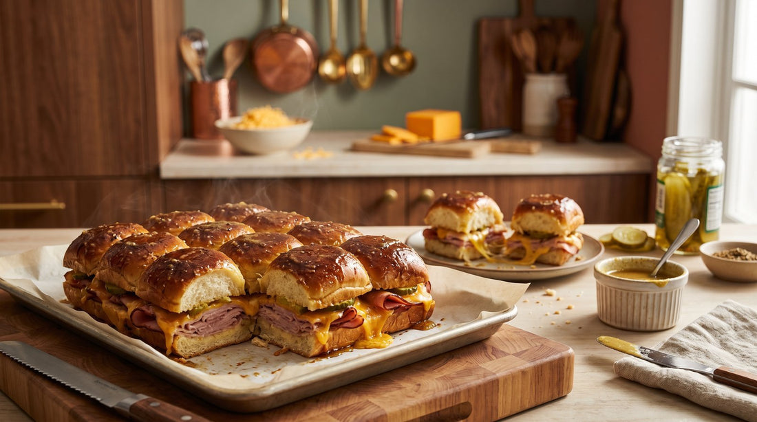 Ham & Cheddar Sliders with Opa's Boneless Peppered Ham - Opa's Smoked Meats