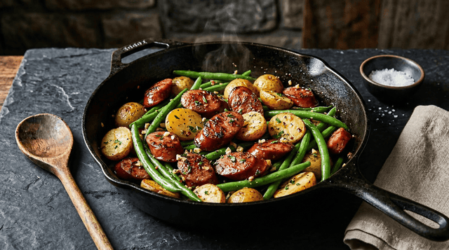 Opa's Country Blend Sausage, Potato & Green Bean Skillet