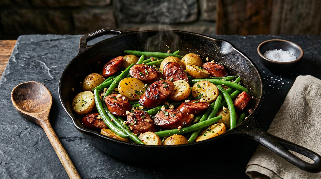 opas-sausage-potato-green-bean-skillet-fredericksburg-texas