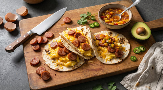 Opa's Smoked Sausage Breakfast Tacos