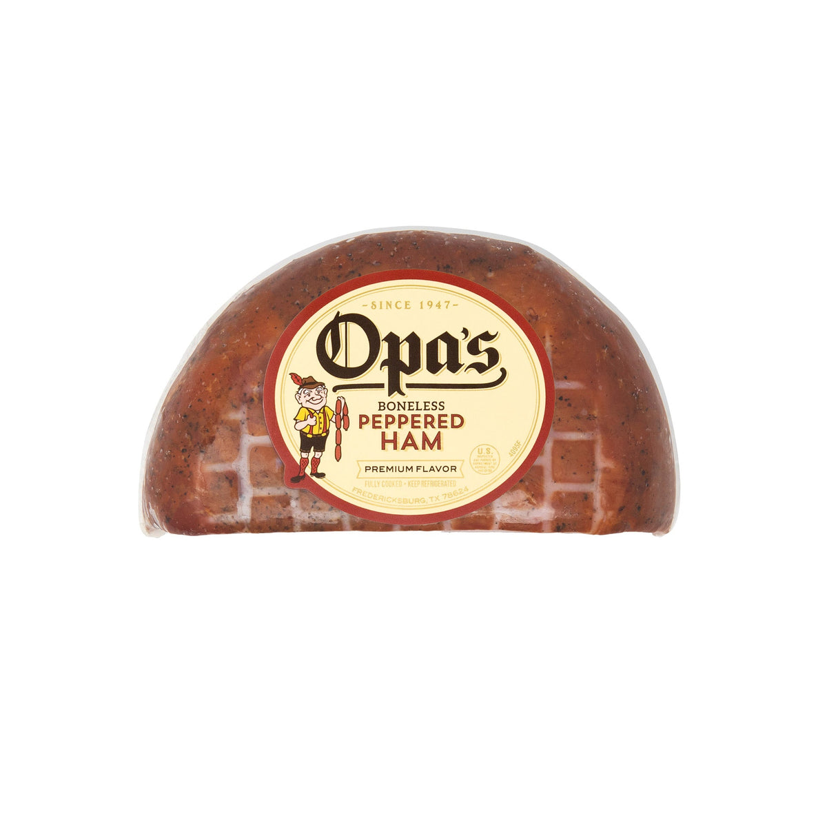 Opa's Boneless Peppered Half Ham in its package