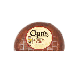 Opa's Boneless Peppered Half Ham in its package