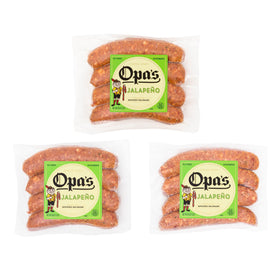 Three 1 lb packages of Opa's Jalapeño Smoked Sausage