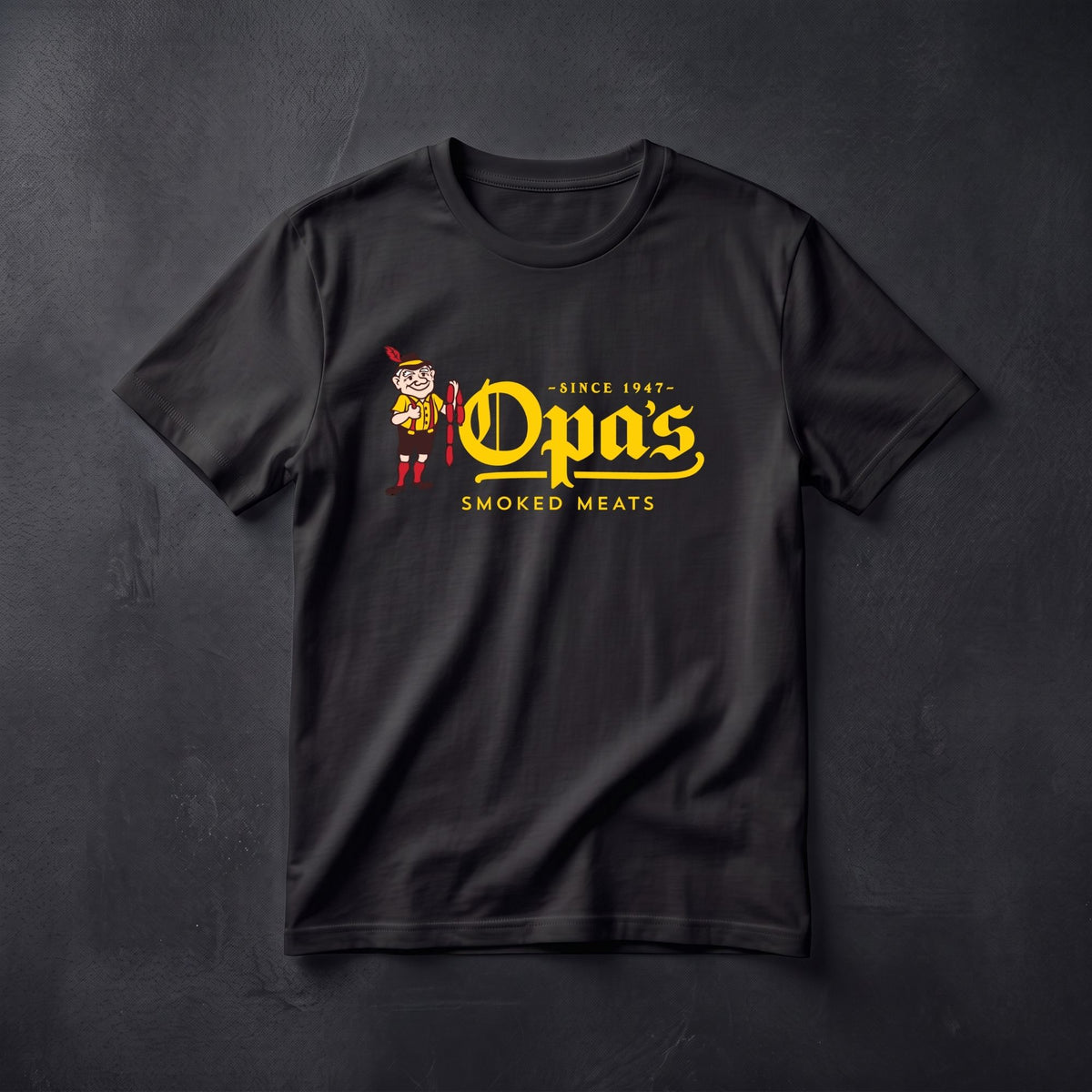 Black T-shirt with the Opa's logo