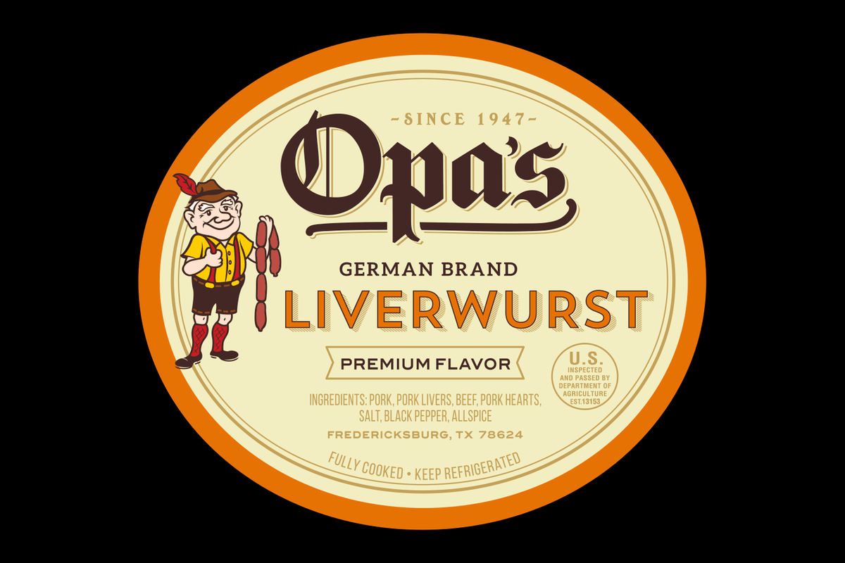 Opa's German Brand Liverwurst package label