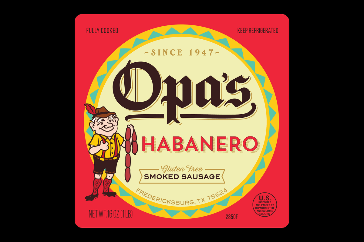 Opa's Habanero Smoked Sausage package label