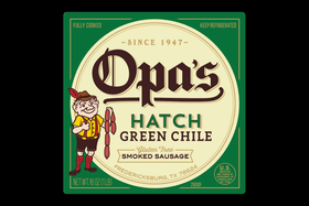 Opa's Hatch Green Chile Smoked Sausage package label