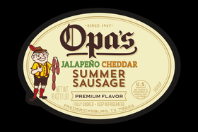 Opa's Jalapeño Cheddar Summer Sausage package label