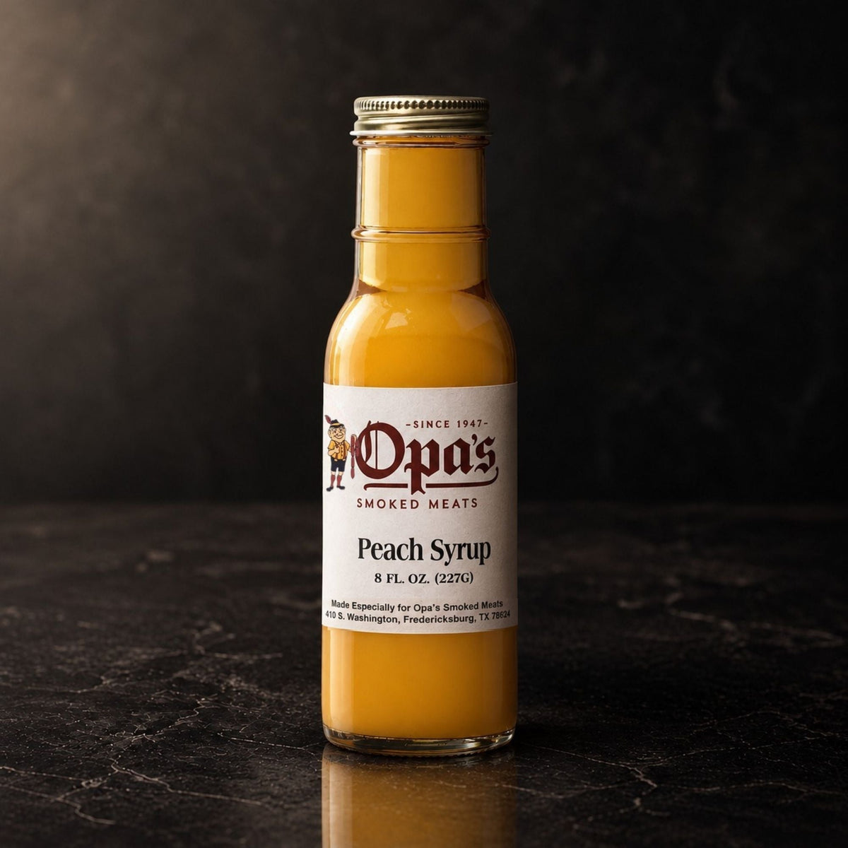 Bottle of Opa's Peach Syrup