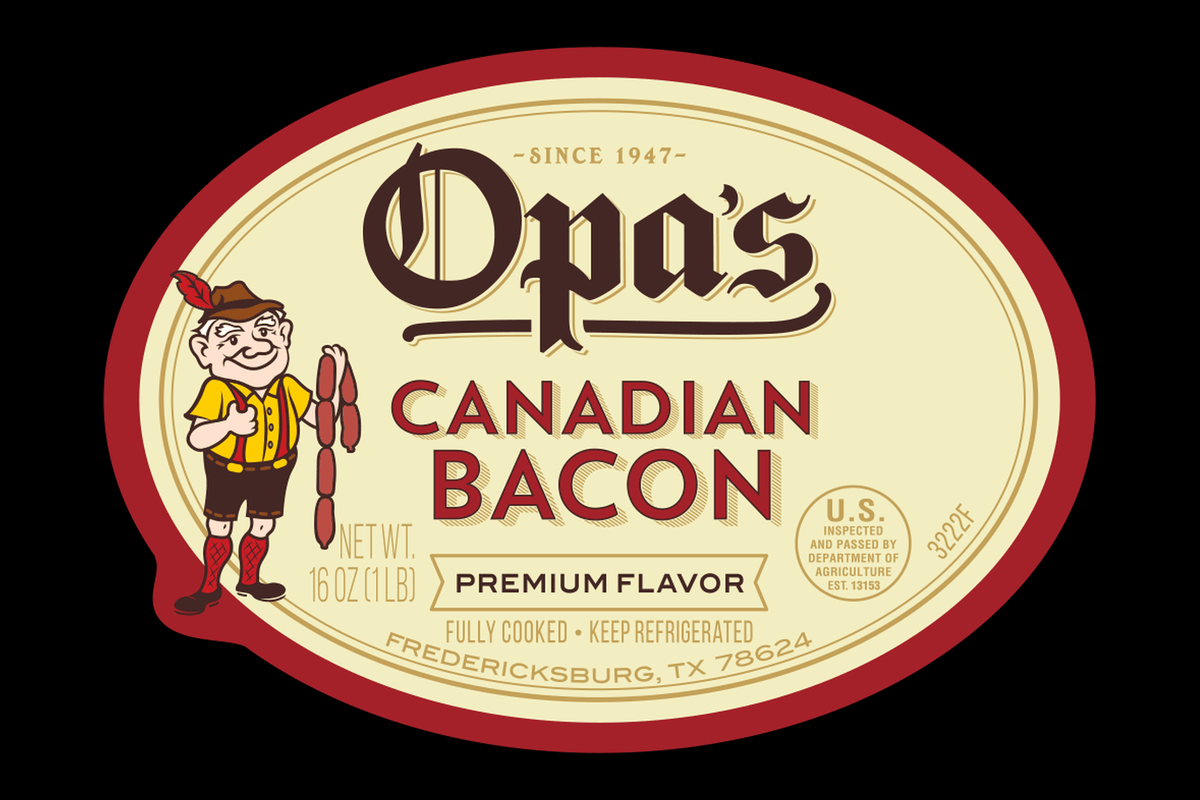 Opa's Canadian Bacon package label