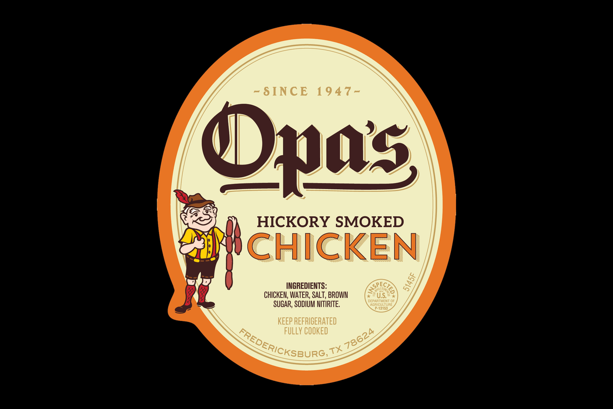 Opa's Smoked Chicken package label